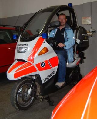 C1 von BMW als Einsatzleit-Motoroller mit André Böhme